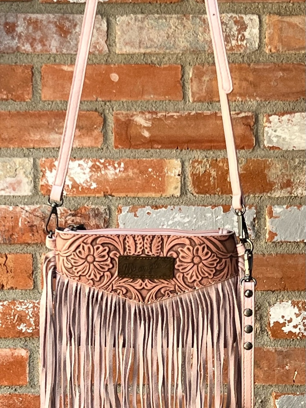 Wrangler Pink Fringe Crossbody Handbag Western BOHO Cowgirl